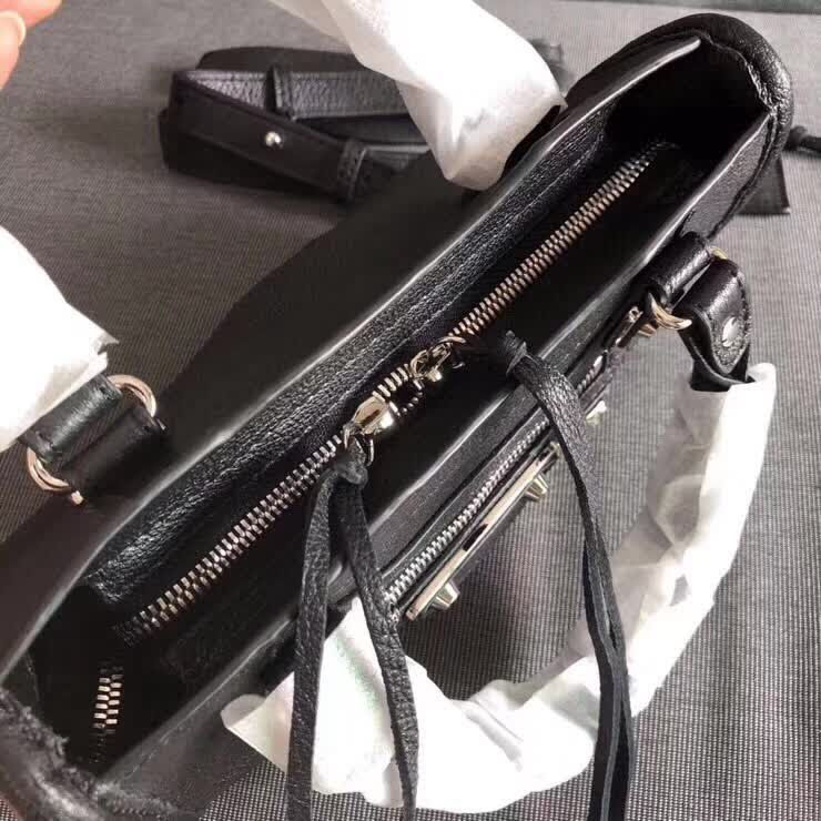 BALENCIAG巴黎世家 機車包 23cm原版山羊皮配銀邊 手提肩背斜挎包  BL1362